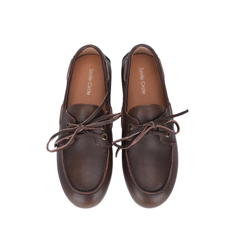 Damskie mokasyny skórzane z wiązaniem i niską podeszwą