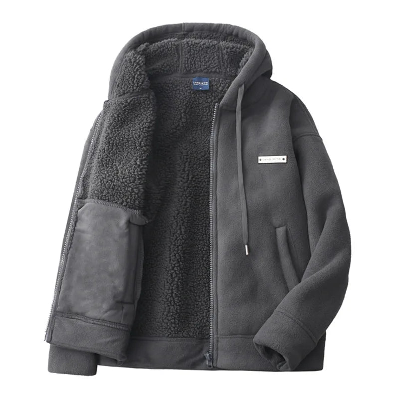 Męska gruba bluza polarowa z kapturem i podszewką – miękka, ciepła i wygodna