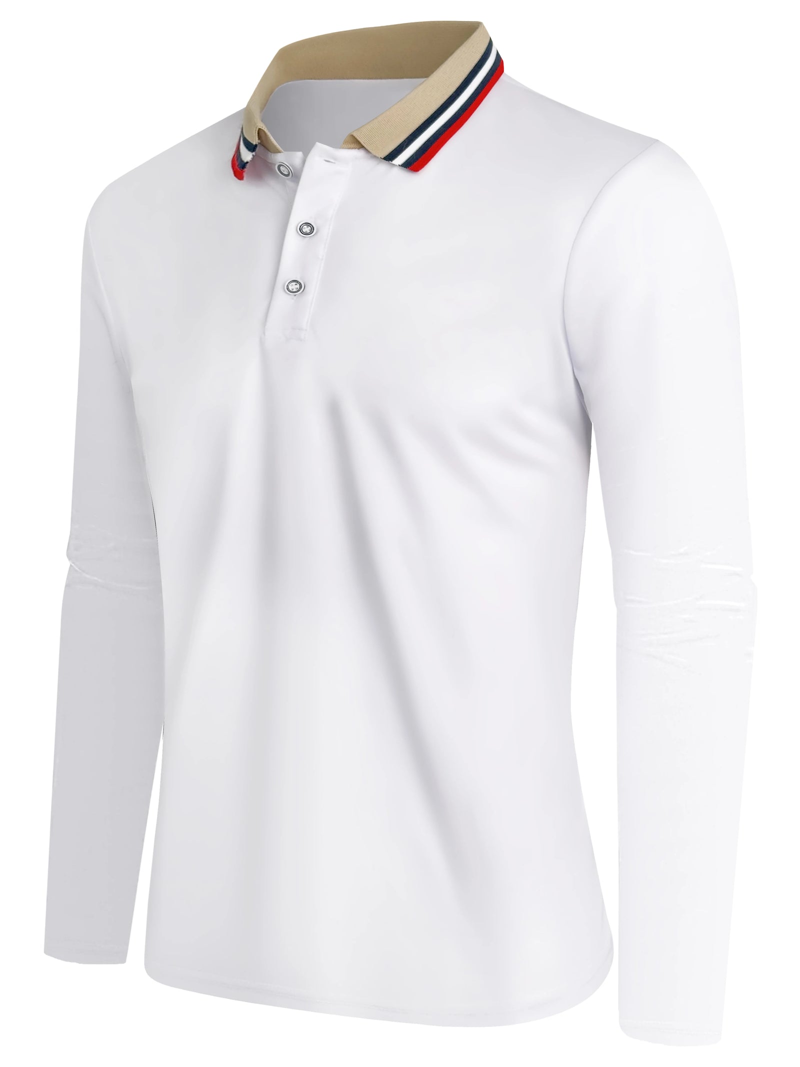 Męska koszulka polo z długim rękawem i kontrastowym kołnierzykiem