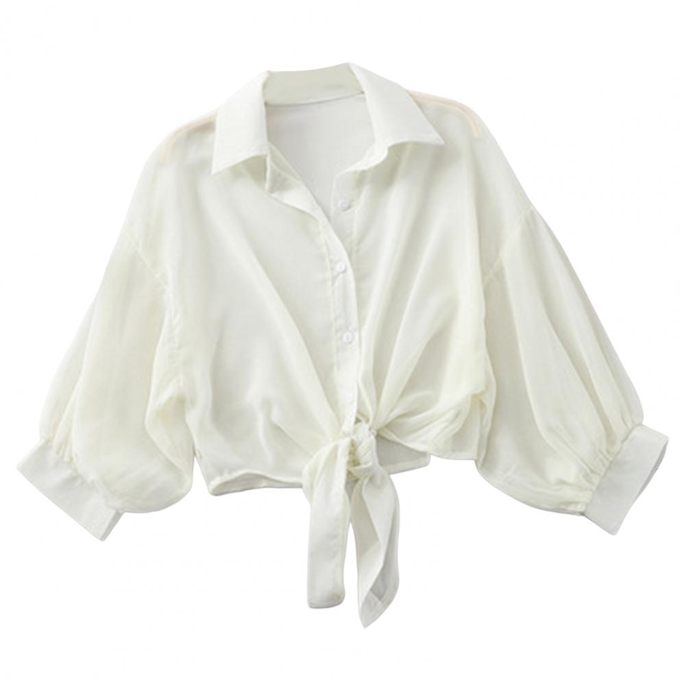 Luźna Damska Bluzka z Wiązaniem