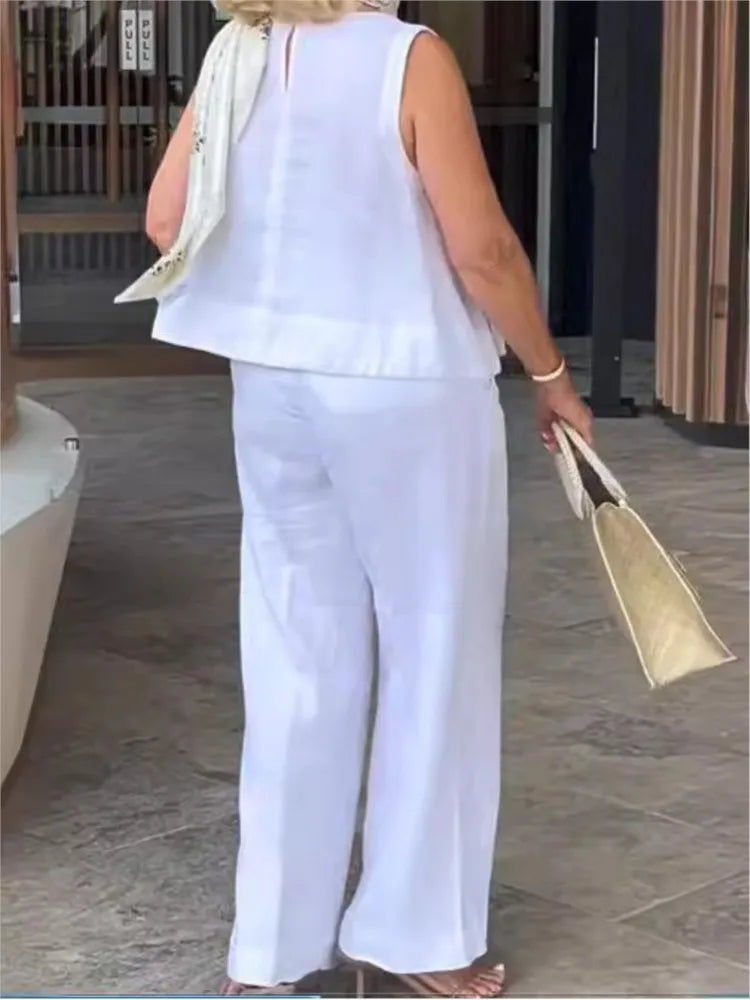 Stylowy Lniany Komplet Damski na Lato