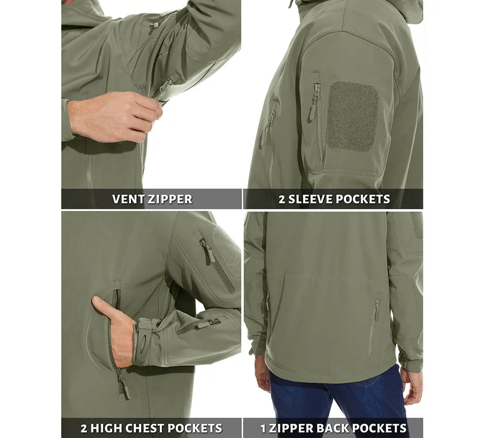 Męska wodoodporna kurtka taktyczna z wieloma kieszeniami