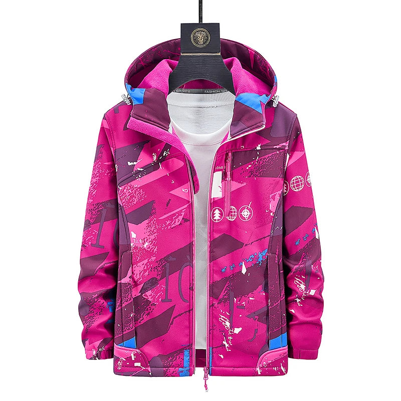 Unisex kurtka softshell z polarem – oddychająca kurtka outdoorowa z kapturem do górskich wypraw i sportów