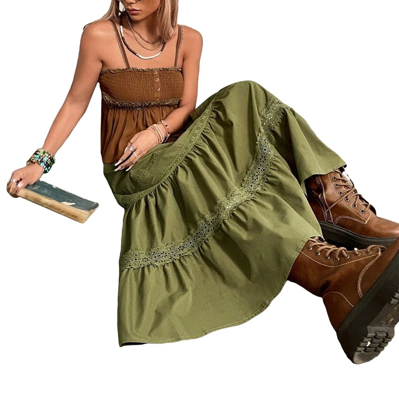 Boho spódnica maxi z falbanami