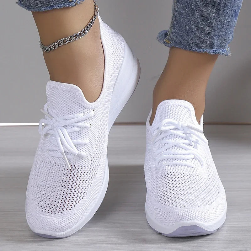 Ortopedyczne damskie buty sportowe na platformie – lekkie sneakersy z siateczką i amortyzującą podeszwą
