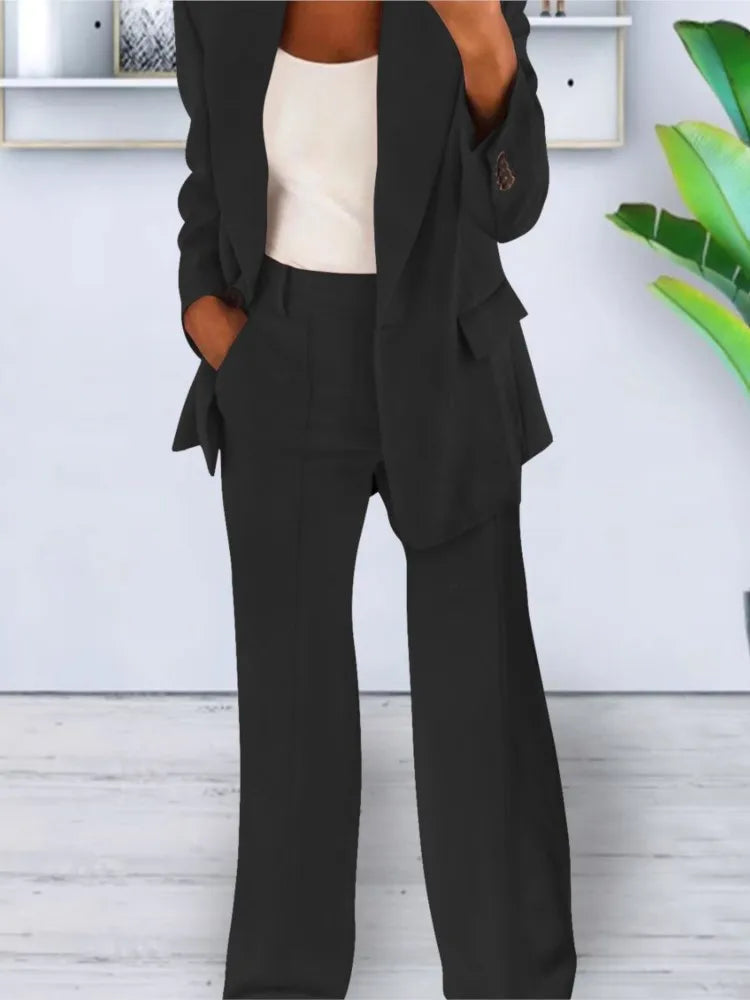 Elegancki Garnitur Damski z Szerokimi Spodniami