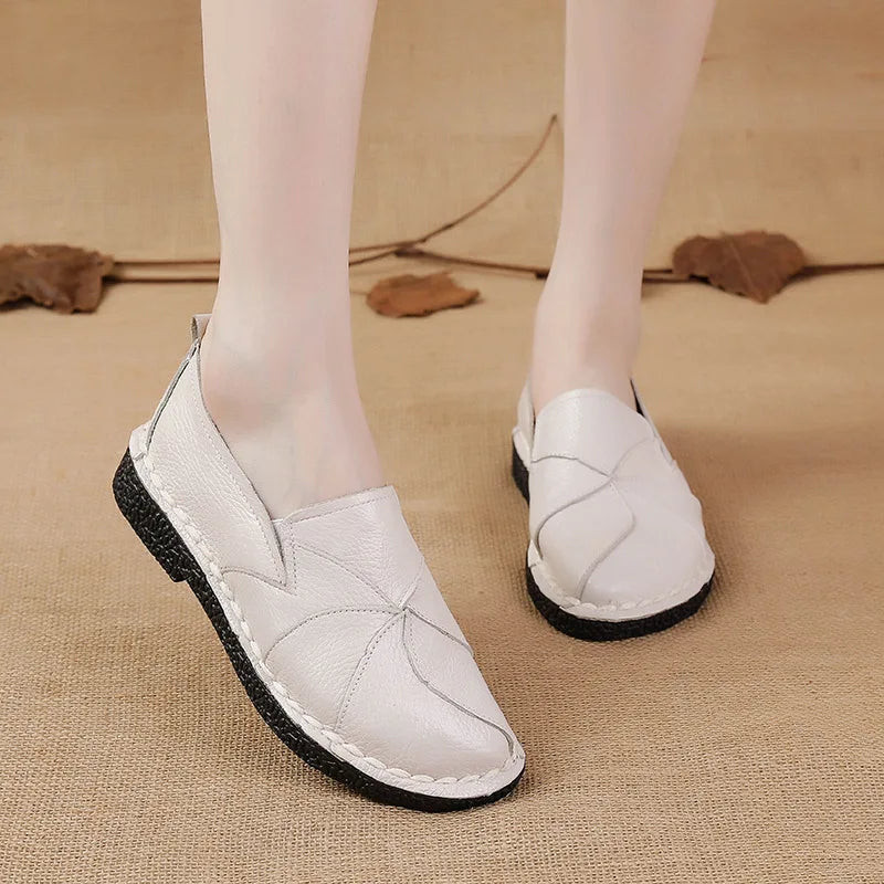 Damskie skórzane buty ortopedyczne slip-on – wygodne półbuty z elastyczną podeszwą
