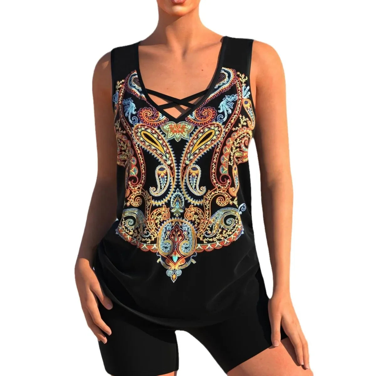 Dwuczęściowy kostium kąpielowy z topem i szortami