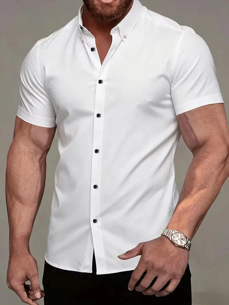 Męska Koszula Slim Fit z Krótkim Rękawem