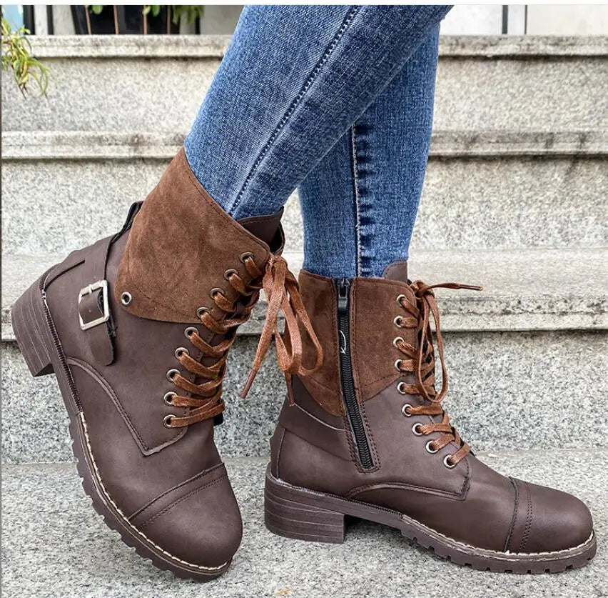 Damskie botki sznurowane z klamrą – stylowe i wygodne buty na jesień i zimę