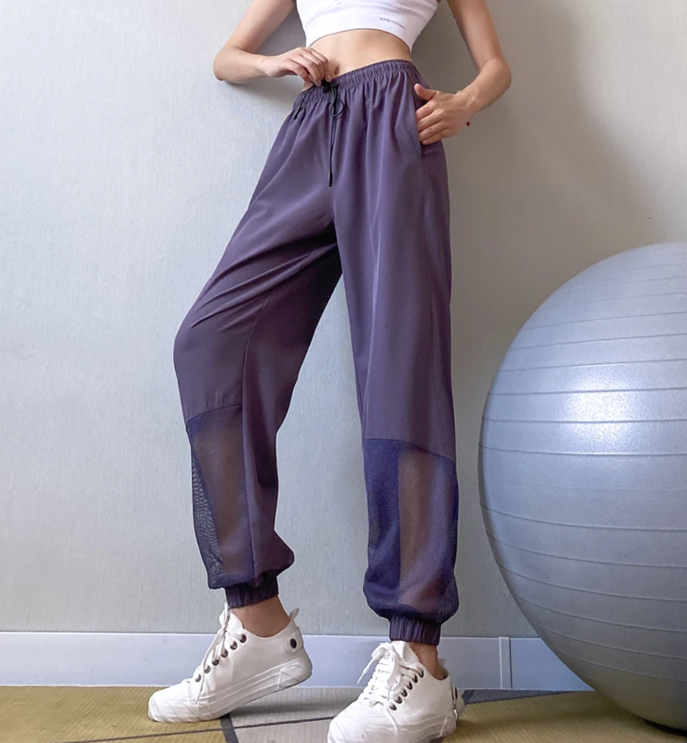Damskie Spodnie Jogger z Przezroczystymi Wstawkami