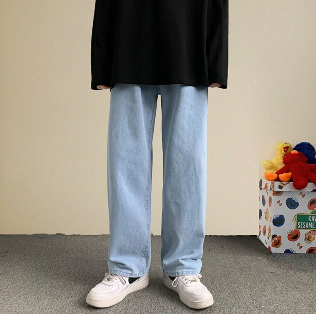 Męskie jeansy baggy fit z szerokimi nogawkami