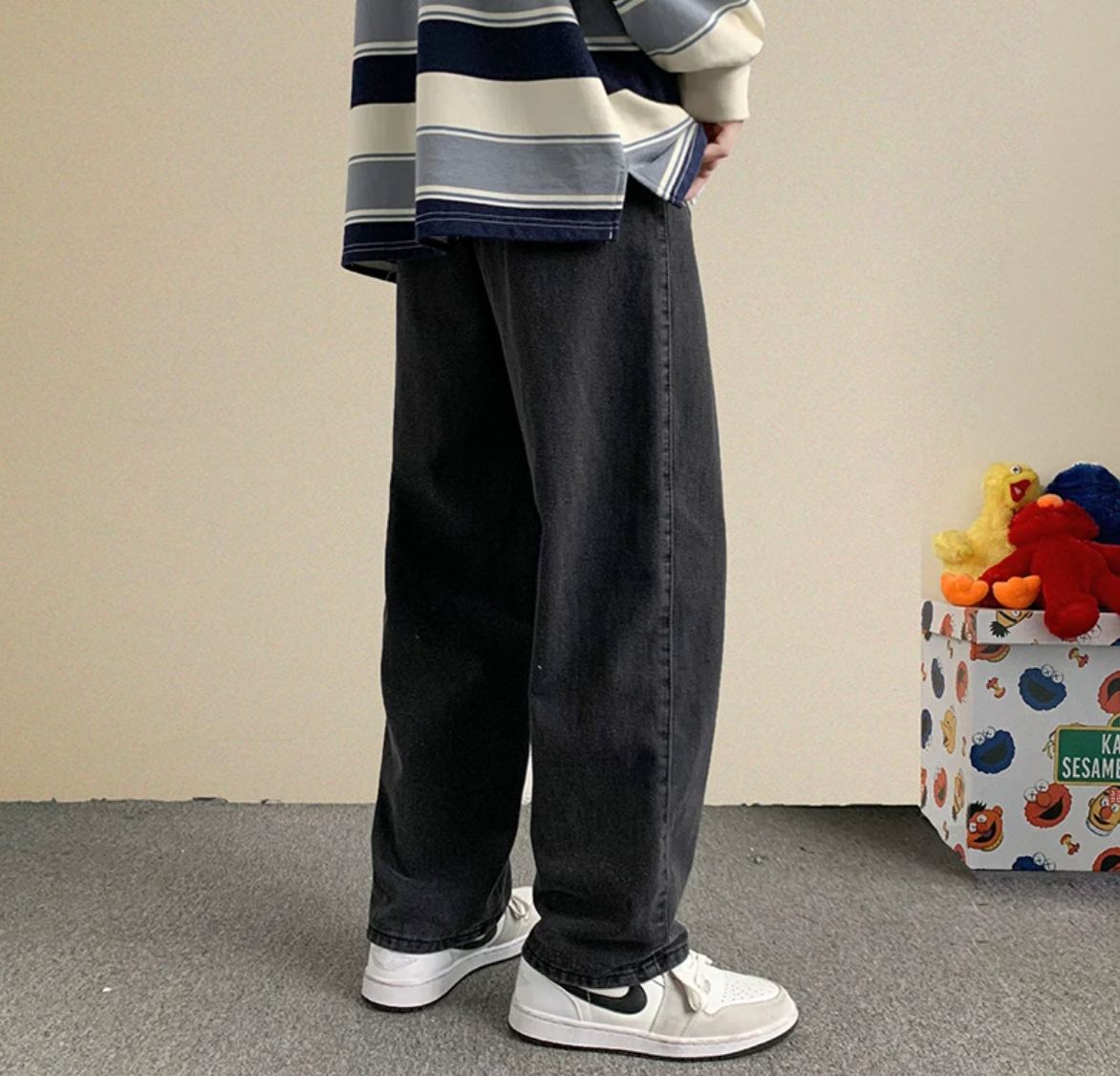 Męskie jeansy baggy fit z szerokimi nogawkami