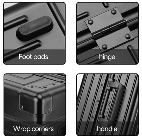 Walizka kabinowa aluminiowa na kółkach z zamkiem TSA – twarda obudowa