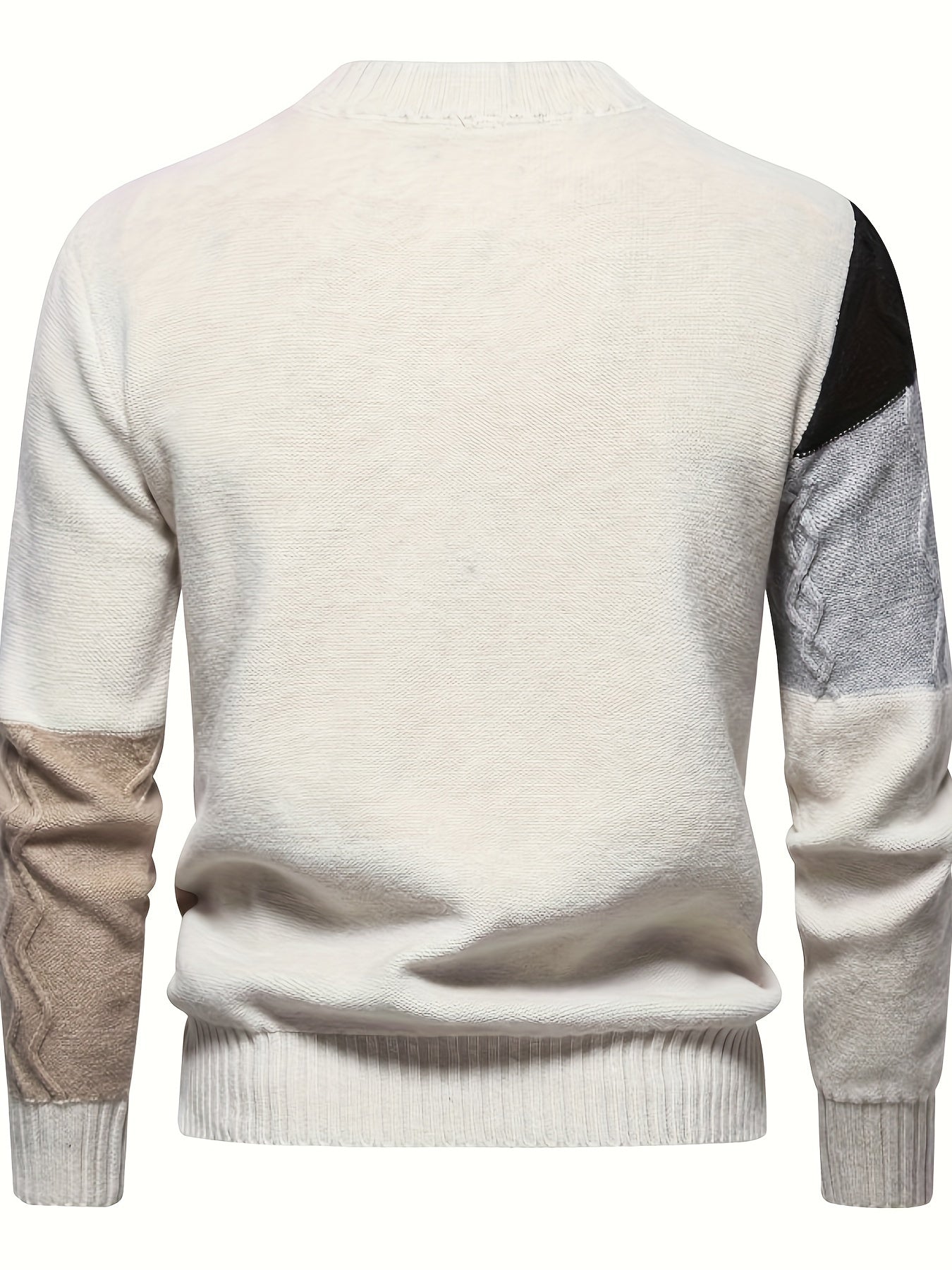 Męski sweter patchworkowy z mieszanymi wzorami