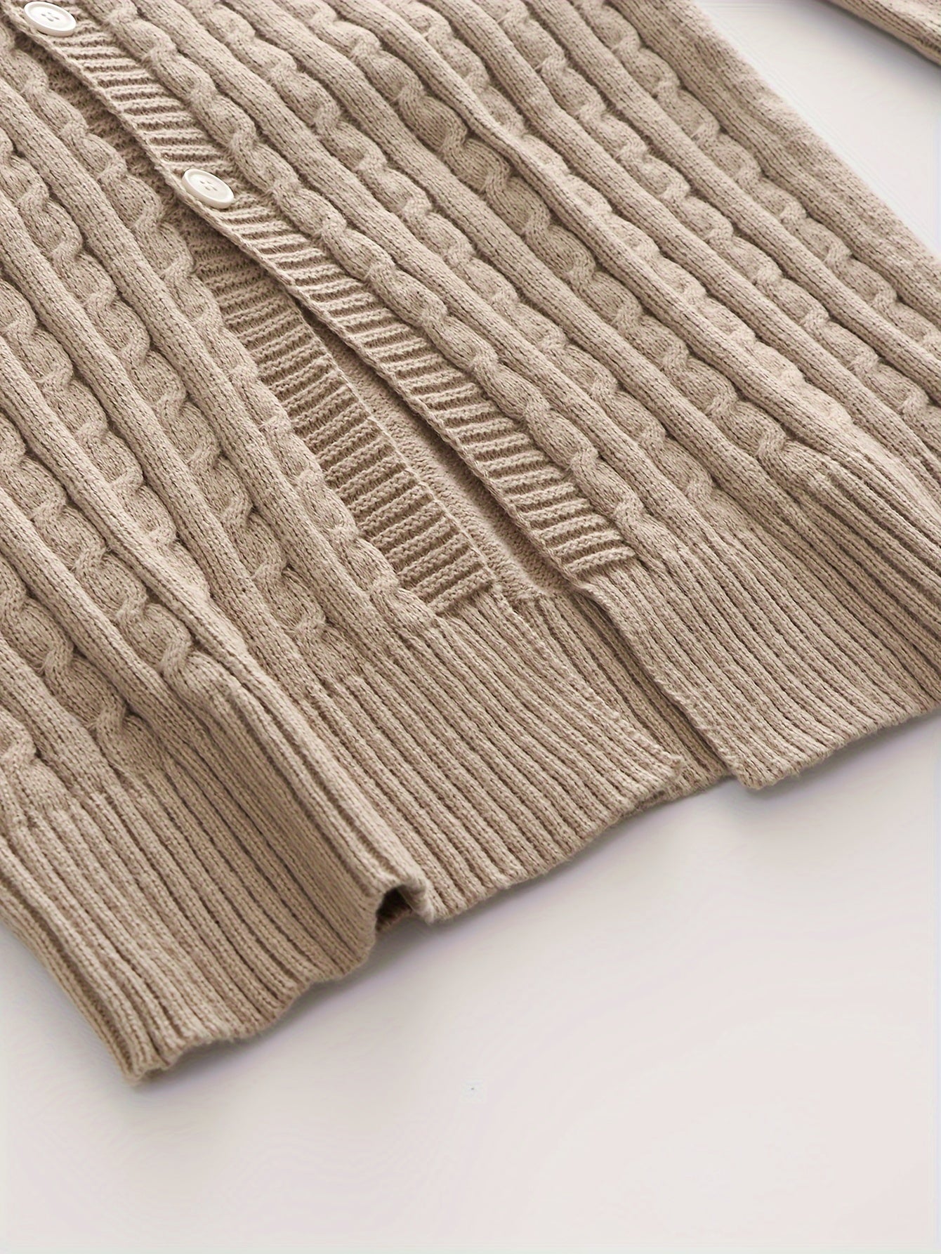 Męski Długi Sweter Kardigan z Warkoczowym Wzorem