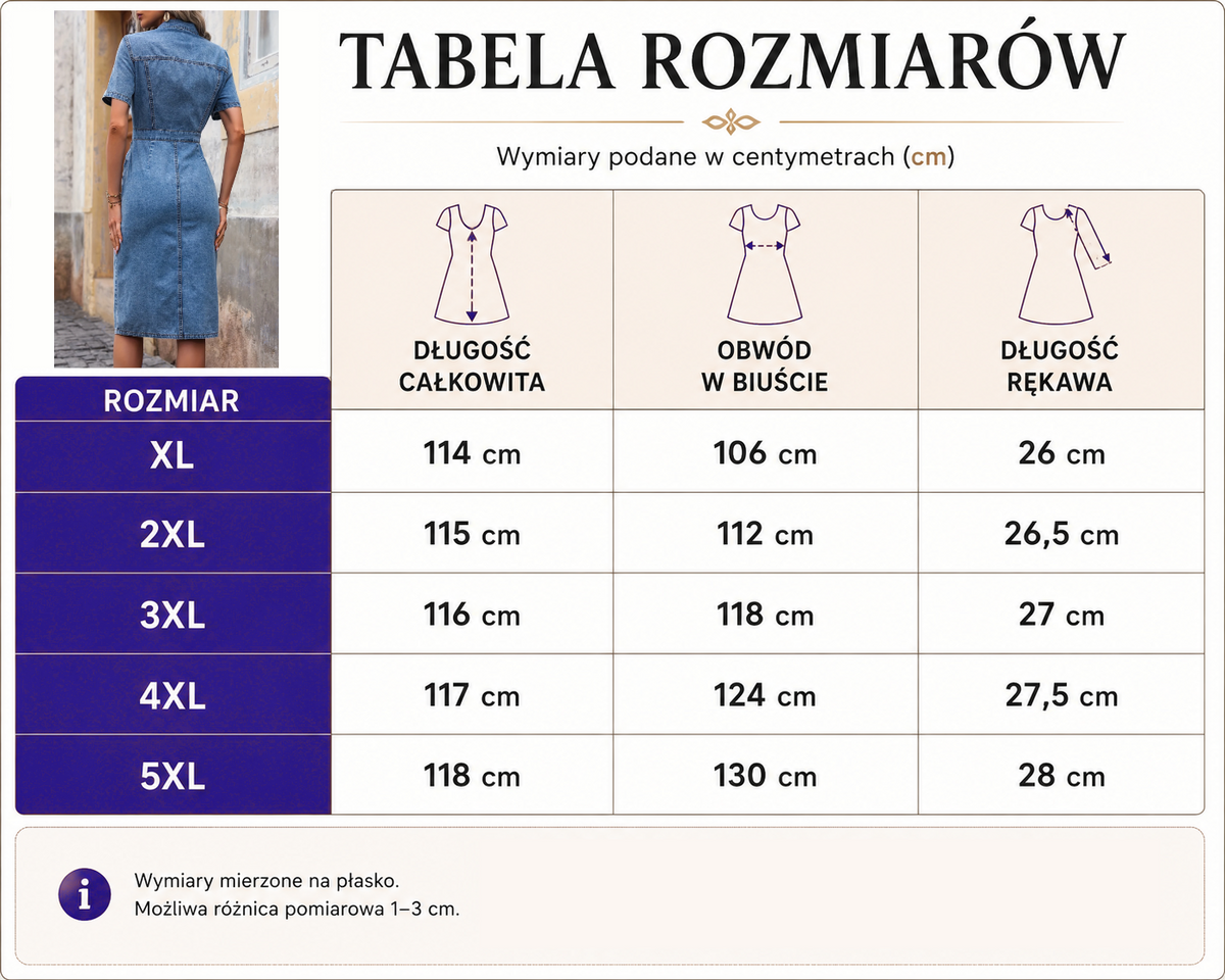 Damska Sukienka Jeansowa Midi z Guzikami