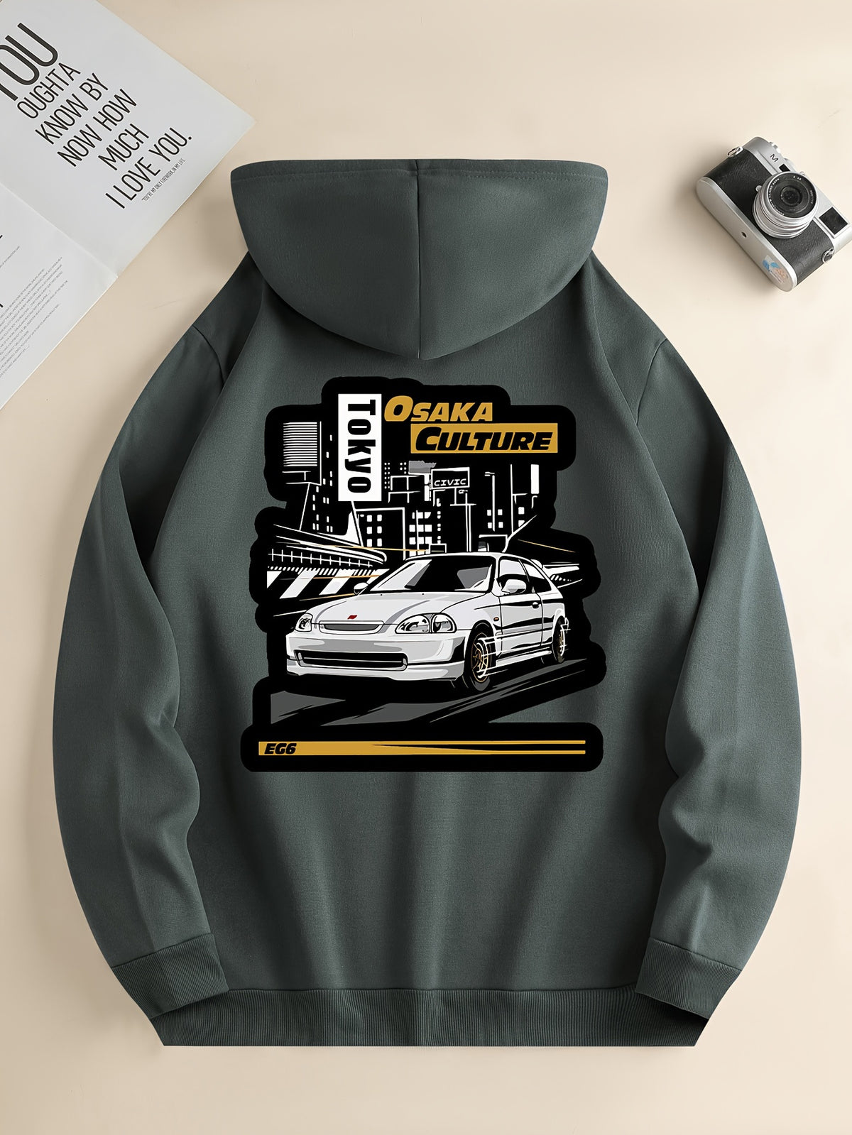 Męska bluza z kapturem z motywem JDM Honda