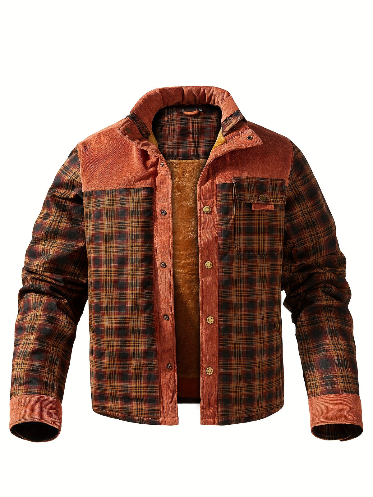 Męska ocieplana bluza koszulowa w kratę