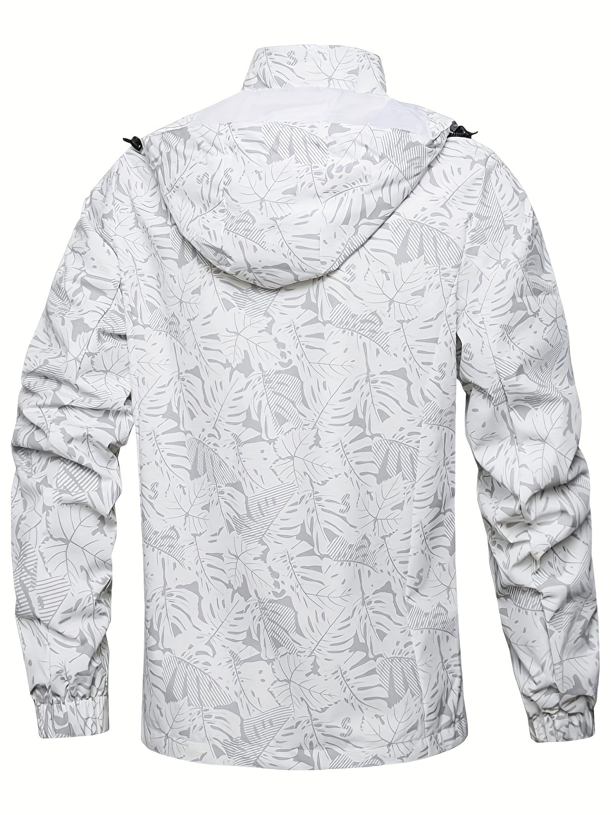 Męska kurtka przejściowa wodoodporna z kapturem i wzorem liści