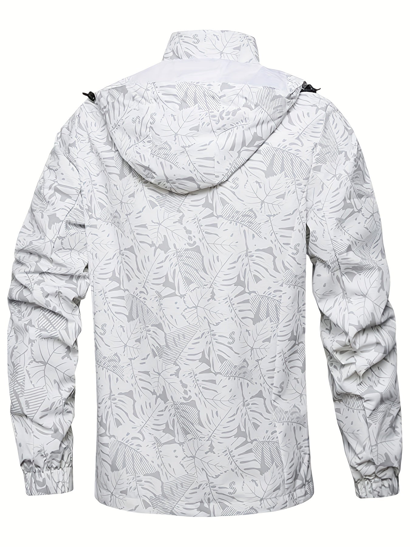 Męska kurtka przejściowa wodoodporna z kapturem i wzorem liści