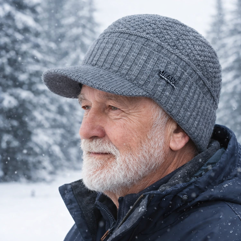 Ocieplana czapka zimowa unisex z daszkiem – komfort i ochrona dla seniorów