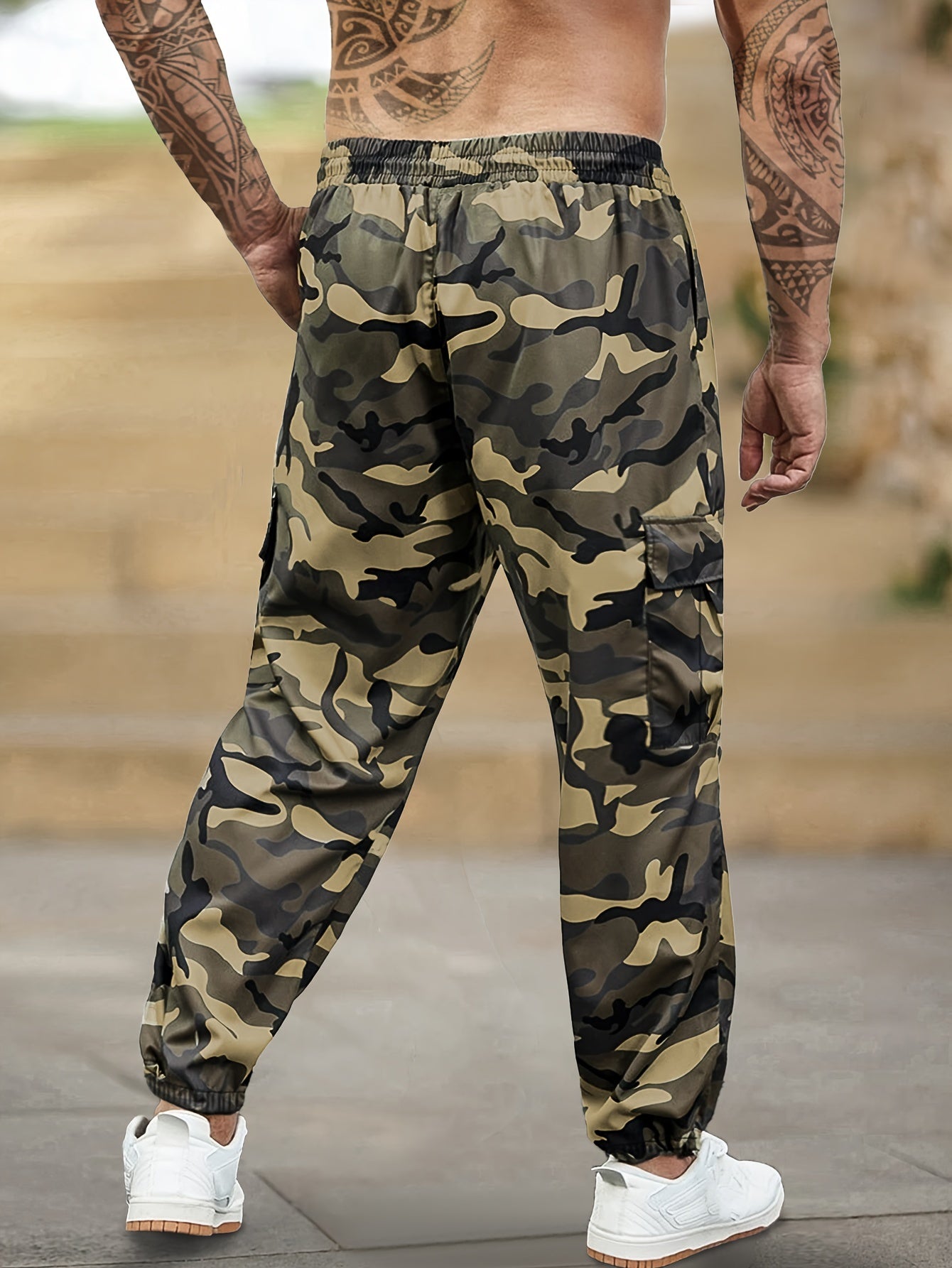 Męskie spodnie bojówki w stylu militarnym