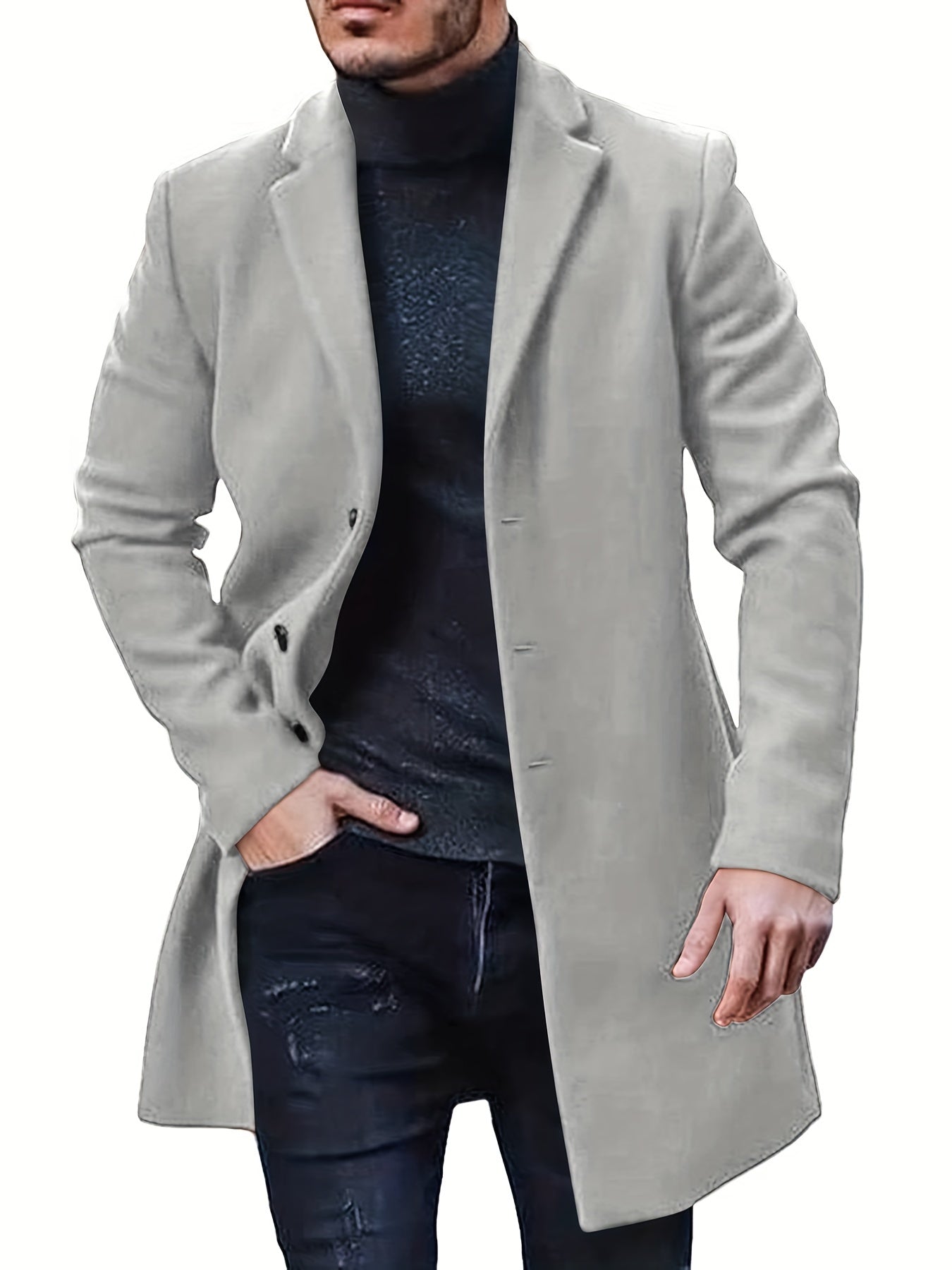 Męski elegancki płaszcz jednorzędowy
