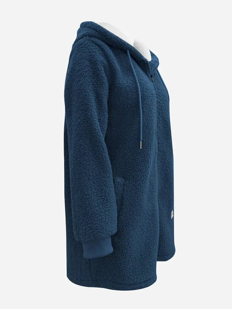 Damska kurtka z miękkiego polaru z kapturem