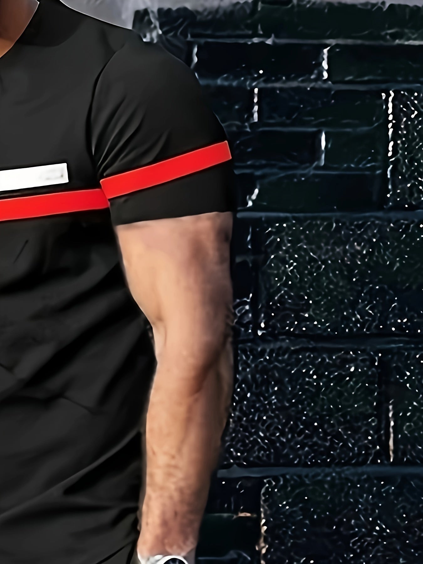 Męski Dwu-Częściowy Komplet Sportowy z Kontrastowymi Paskami