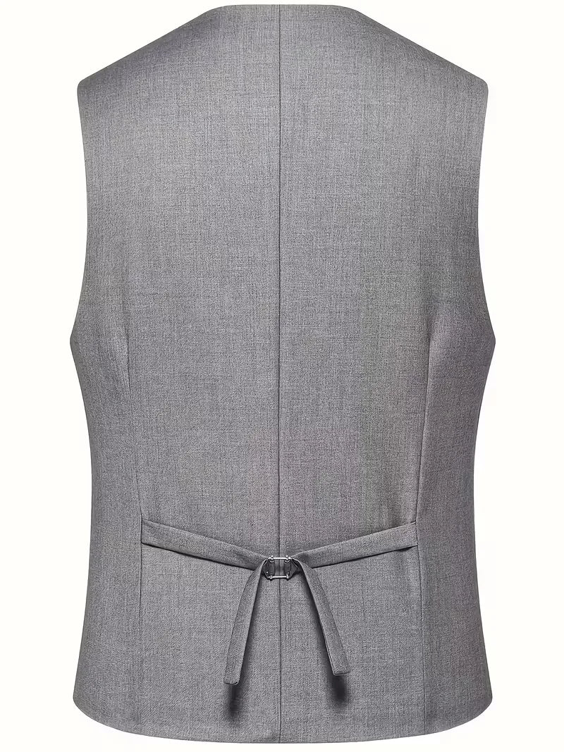 Męski Garnitur 3-Częściowy Slim Fit – Elegancki Garnitur z Dwurzędową Kamizelką