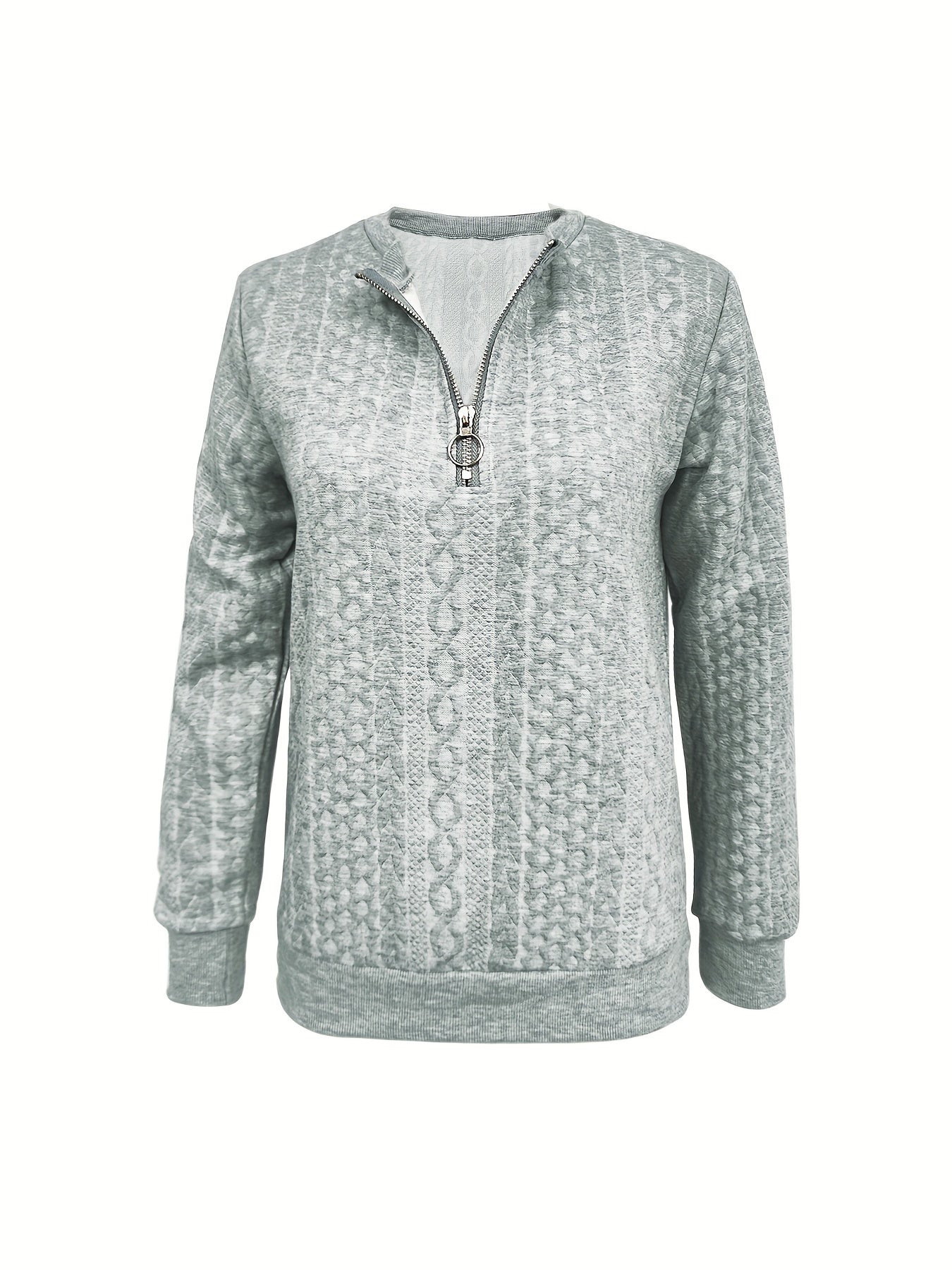 Damski sweter z zamkiem i plecionym wzorem