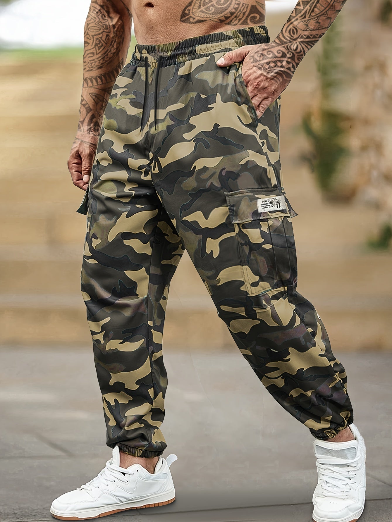 Męskie spodnie bojówki w stylu militarnym