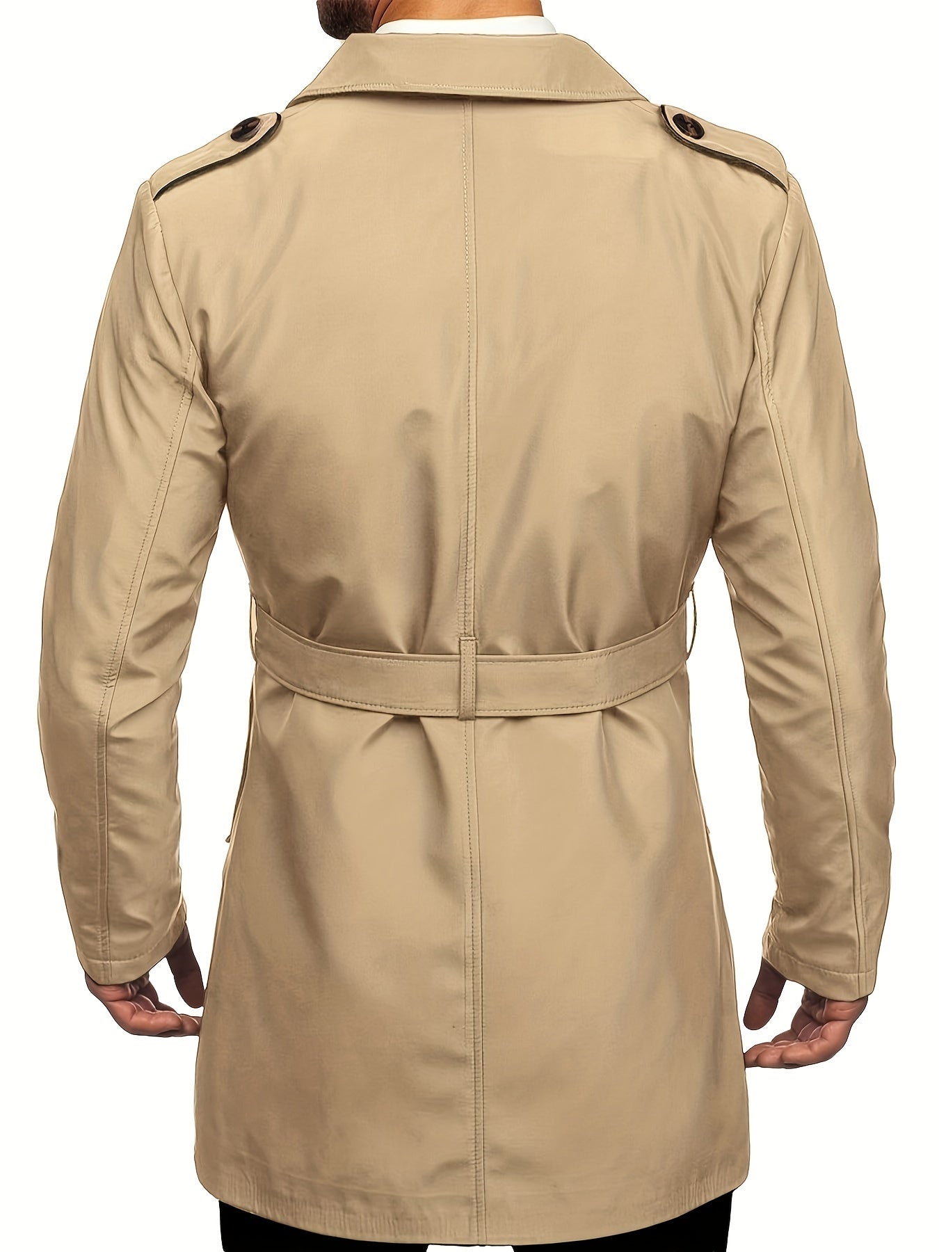 Męski płaszcz typu trencz z paskiem