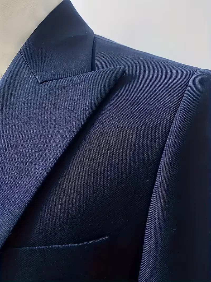 Męski Garnitur 3-Częściowy Slim Fit – Elegancki Garnitur z Dwurzędową Kamizelką