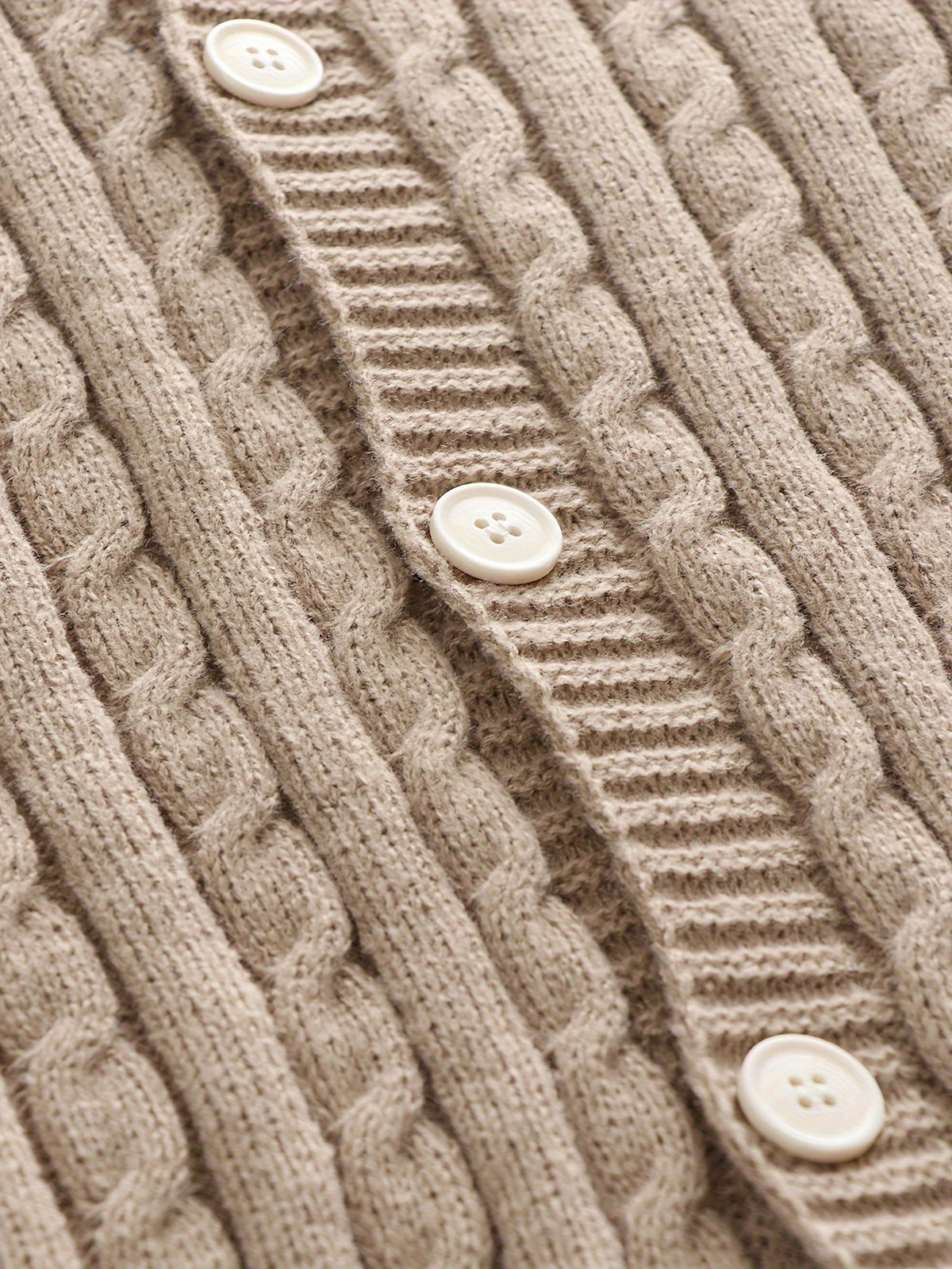 Męski Długi Sweter Kardigan z Warkoczowym Wzorem