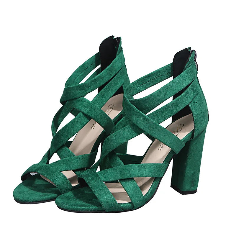 Damskie sandały gladiatorki na wysokim obcasie