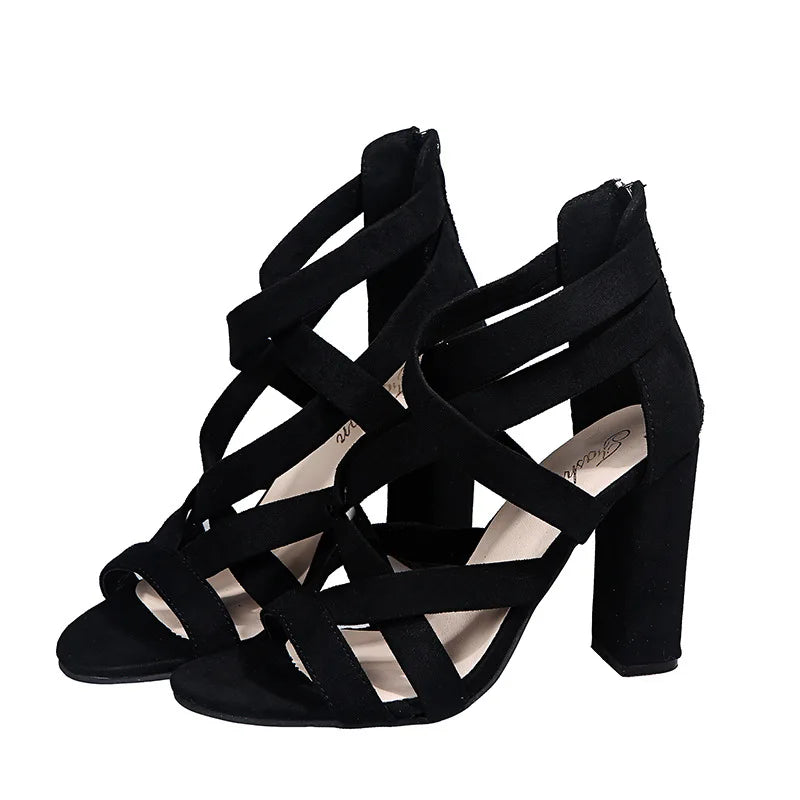 Damskie sandały gladiatorki na wysokim obcasie