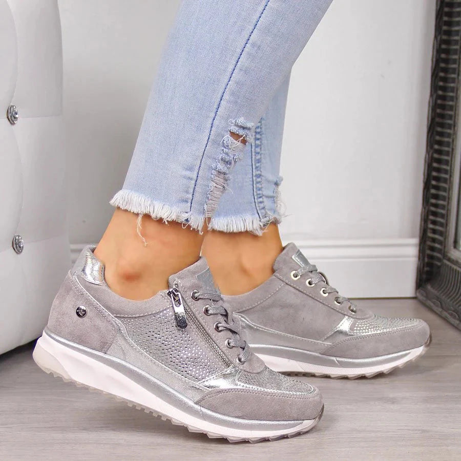 Damskie ortopedyczne sneakersy buty z zamkiem i amortyzującą podeszwą