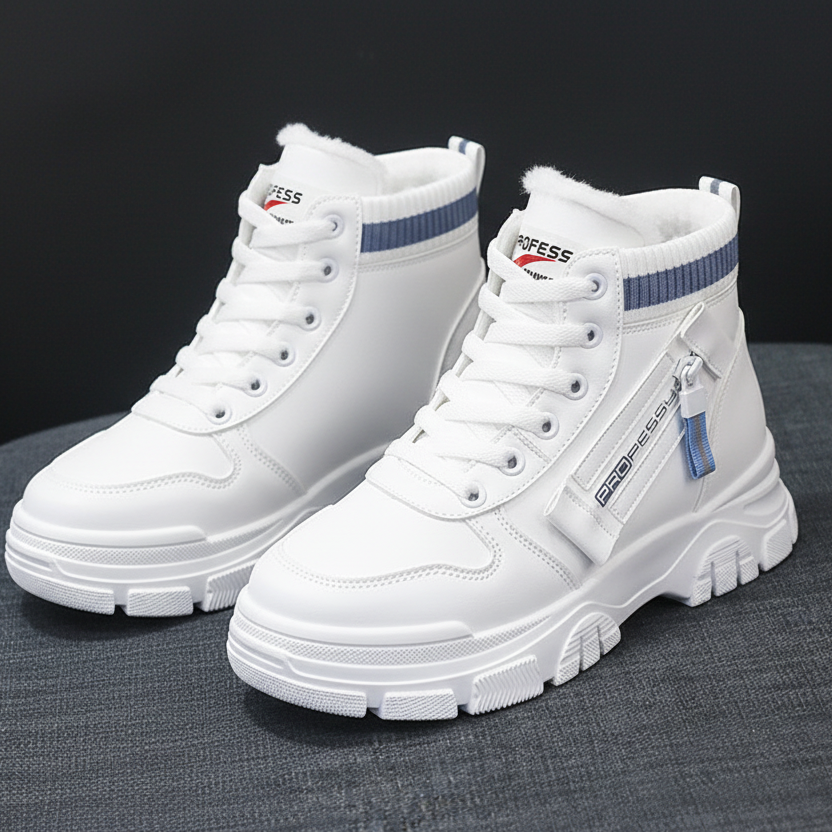 Damskie ocieplane sneakersy zimowe na platformie