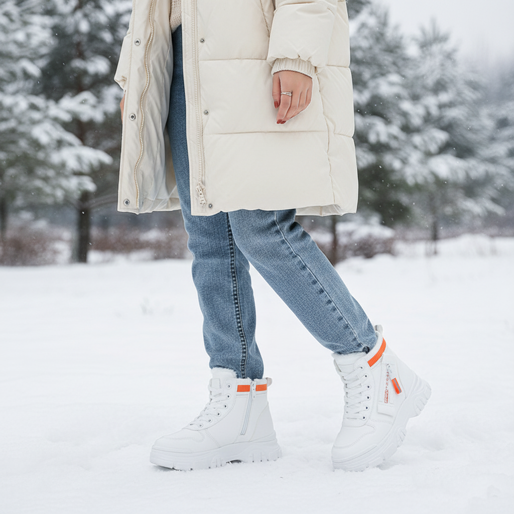 Damskie ocieplane sneakersy zimowe na platformie