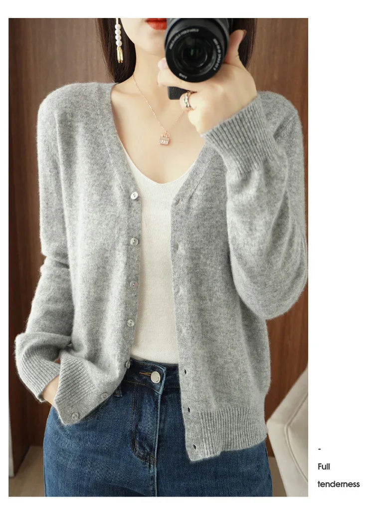 Damski kardigan z wełny i kaszmiru – elegancki sweter zapinany na guziki