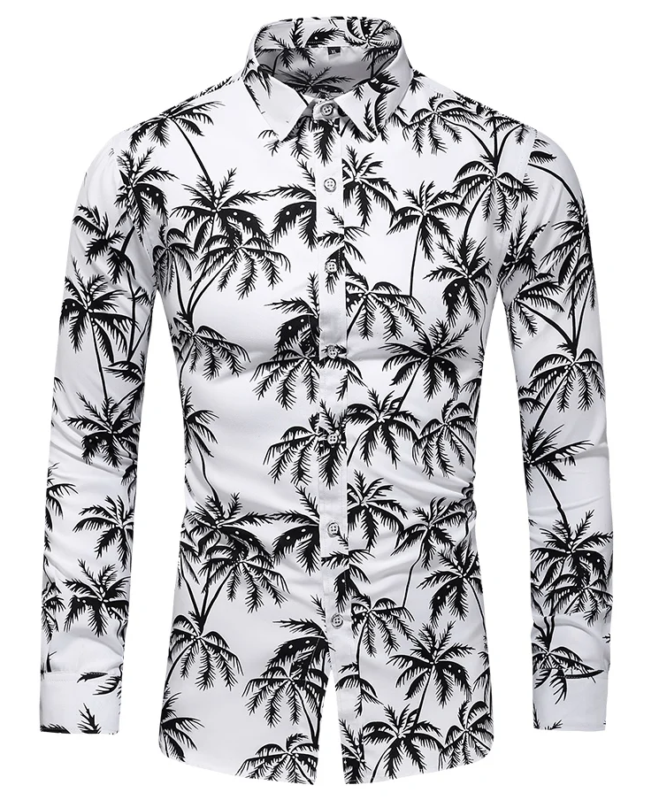Męska koszula z długim rękawem w tropikalnym wzorze