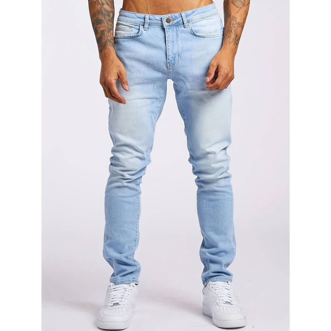 Męskie jeansy slim fit, elastyczne, styl casual-street