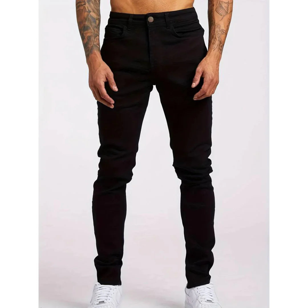 Męskie jeansy slim fit, elastyczne, styl casual-street