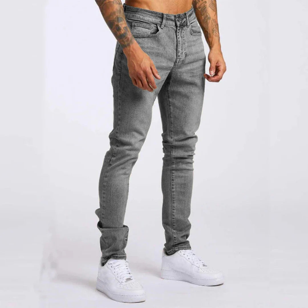 Męskie jeansy slim fit, elastyczne, styl casual-street