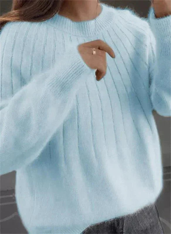 Damski sweter kaszmirowy miękki oversize elegancki pulower prążkowany