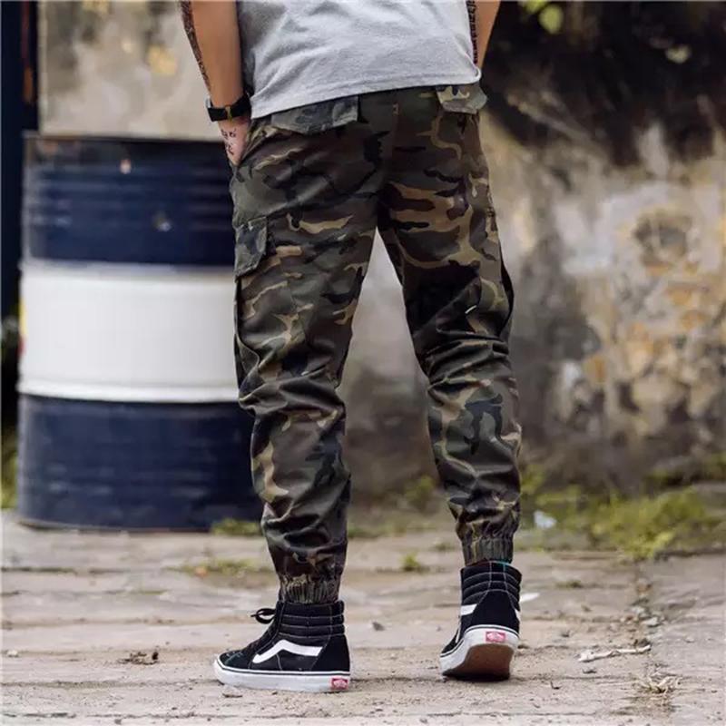 Męskie Spodnie Cargo w Stylu Militarnym Moro