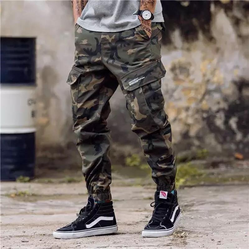 Męskie Spodnie Cargo w Stylu Militarnym Moro