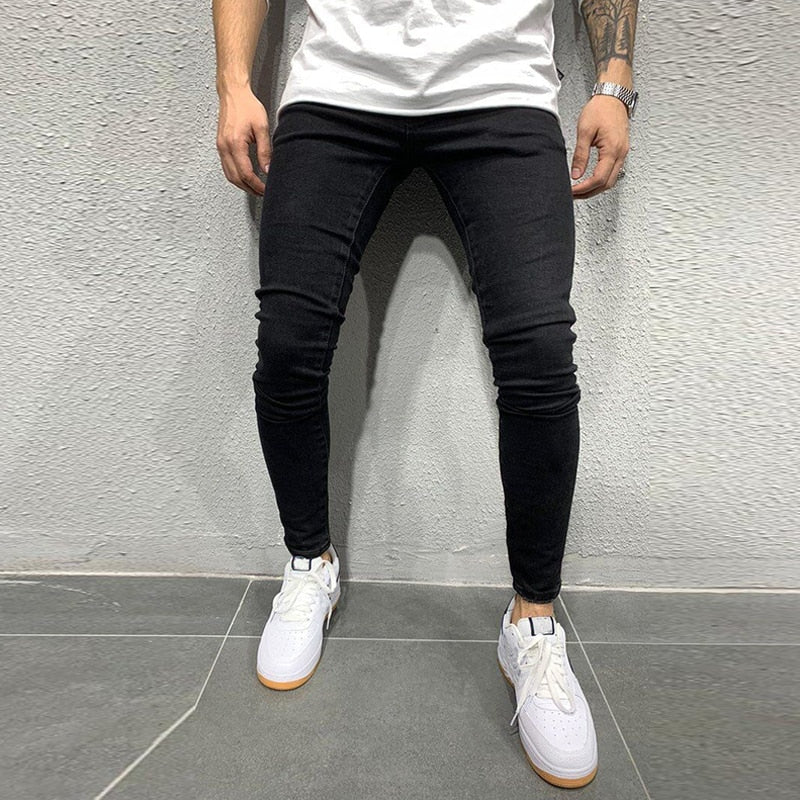 Męskie jeansy skinny fit z lekkimi przetarciami